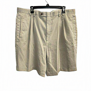 Cutter & Buck Shorts Mens 42 Khaki‎ Tan Pleated Golf Travel Chino 9” Inseam